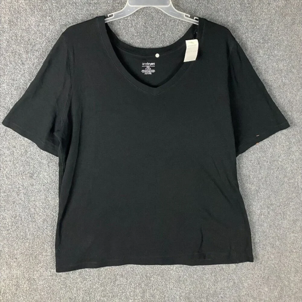 Lane Bryant Blouse Women's‎ 22/24 NWT Black Short Sleeve 100% Cotton Plus